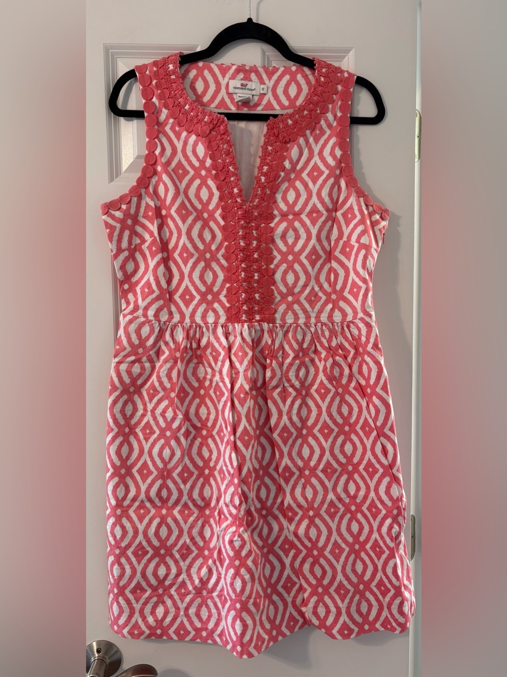 Vineyard Vines Pink & White Sleeveless Patterned Dress - Size 12